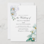 Invitation Élégant Mariage Photo d'Orchidée Blanche Minimalis (Devant)