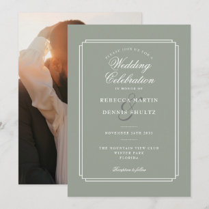 Invitation Élégant mariage photo écriture artistique déco ver