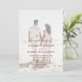 Invitation Élégant Mariage photo en terre cuite (Debout devant)