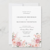 Invitation Élégant Mariage photo floral rose (Devant)