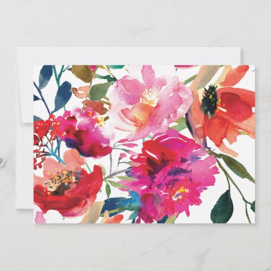 Invitation Élégant mariage photo florale aquarelle (Dos)