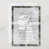 Invitation Elégant Mariage photo frontière noir et blanc (Devant)