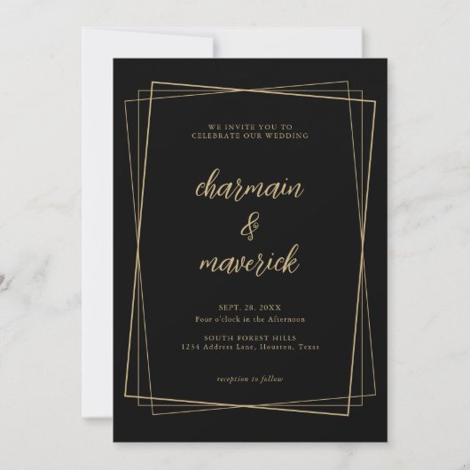 Invitation Elegant Mariage photo Geo Frame (Devant)