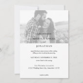 Invitation Élégant Mariage Photo Horizontal Noir & Blanc - B (Devant)