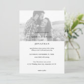 Invitation Élégant Mariage Photo Horizontal Noir & Blanc - B (Debout devant)