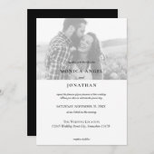Invitation Élégant Mariage Photo Horizontal Noir & Blanc - B (Devant / Derrière)