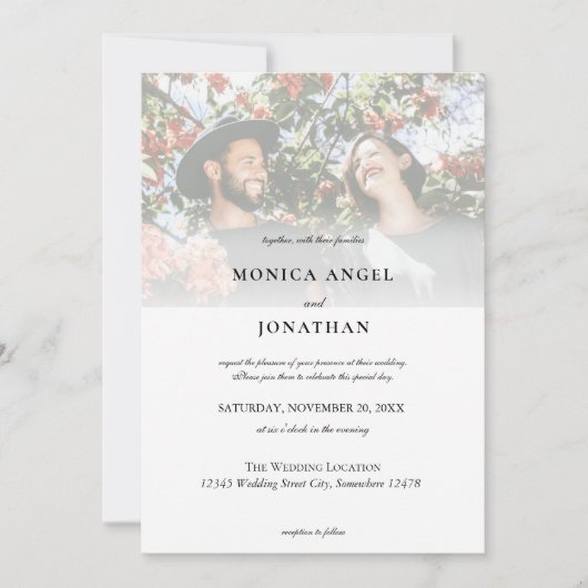 Invitation Élégant Mariage Photo Horizontale (Devant)