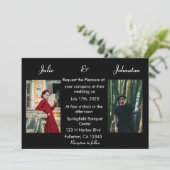 Invitation Élégant Mariage photo manuscrit noir et blanc (Debout devant)