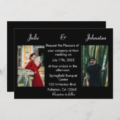 Invitation Élégant Mariage photo manuscrit noir et blanc (Devant / Derrière)