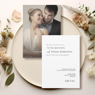 Invitation Élégant Mariage photo minimaliste noir blanc