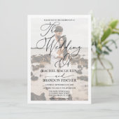 Invitation Élégant Mariage photo moderne blanc encadré Couple (Debout devant)