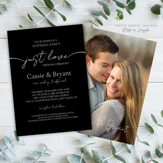 Invitation Élégant Mariage photo moderne noir et blanc