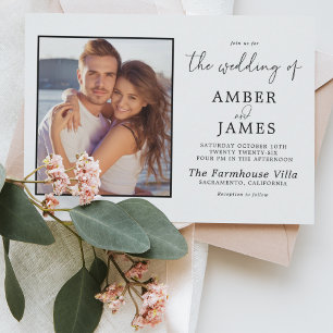 Invitation Élégant Mariage photo moderne personnalisé