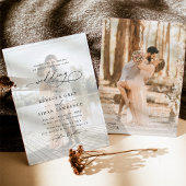 Invitation Élégant Mariage photo noir & blanc Script