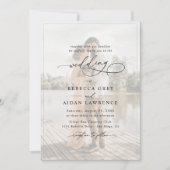 Invitation Élégant Mariage photo noir & blanc Script (Devant)