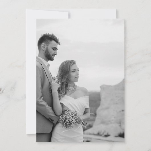 Invitation Élégant Mariage photo noir blanc simple (Dos)