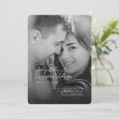 Invitation Élégant Mariage photo noir et blanc (Debout devant)