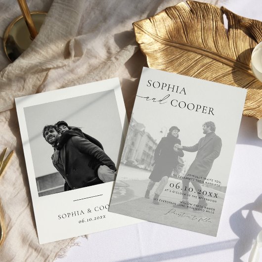 Invitation Élégant Mariage photo noir et blanc