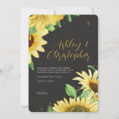 Invitation Élégant Mariage photo noir tournesol rustique (Devant)