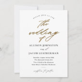 Invitation Élégant Mariage Photo Or Script (Devant)