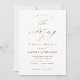 Invitation Élégant Mariage Photo Or Script