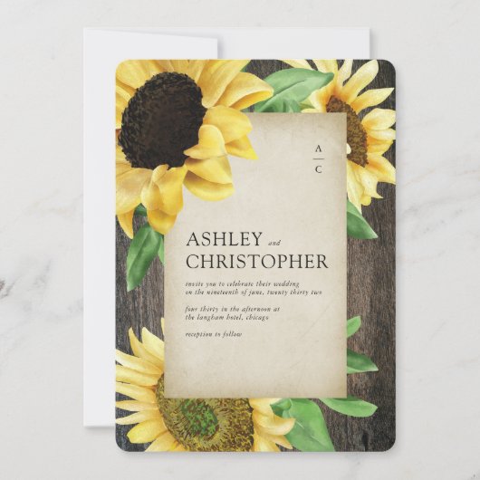 Invitation Élégant Mariage photo rustique en bois de tourneso (Devant)