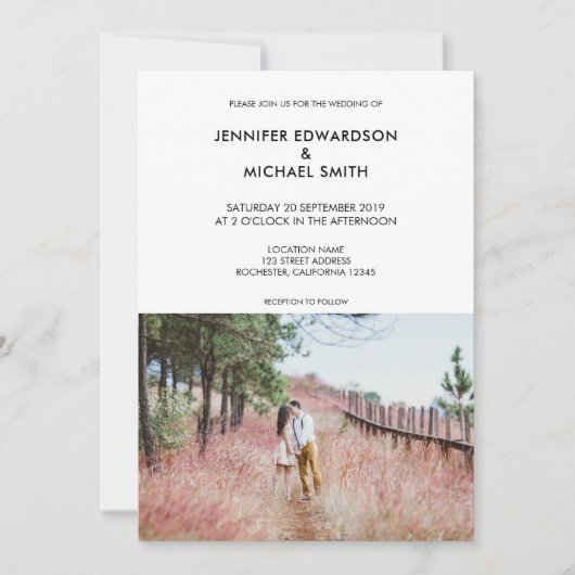 Invitation Élégant Mariage photo rustique moderne (Devant)