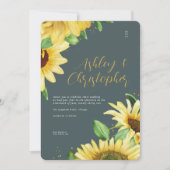 Invitation Élégant Mariage photo rustique Tournesol Ardoise g (Devant)