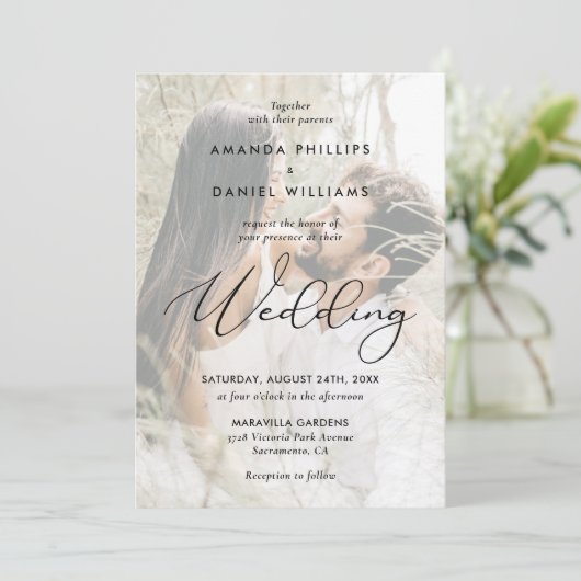 Invitation Élégant Mariage photo Script 2 (Debout devant)