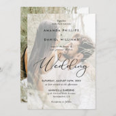 Invitation Élégant Mariage photo Script 2 (Devant / Derrière)