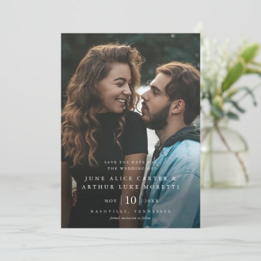 Invitation Élégant mariage photo simple Enregistrer la date (Debout devant)