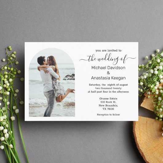 Invitation élégant mariage photo simple script