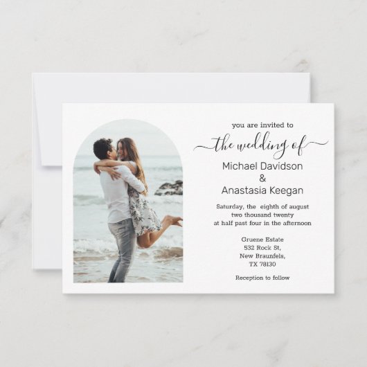 Invitation élégant mariage photo simple script (Devant)