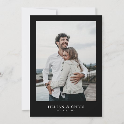 Invitation Élégant mariage photo unique (Dos)