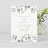 Invitation Élégant Mariage photo verdoyant et or (Debout devant)