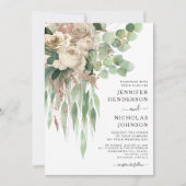 Invitation Élégant Mariage Pink Peonies (Devant)