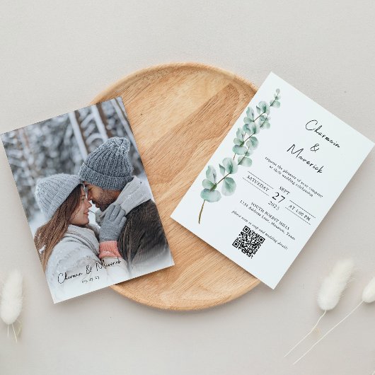 Invitation Élégant mariage polices de Classics Eucalyptus ver