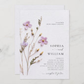 Invitation Élégant Mariage Pressé Pastel Boho Pressé (Devant / Derrière)