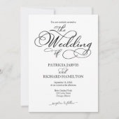 Invitation Élégant Mariage QR Noir et Blanc Script (Devant)