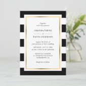 Invitation Élégant Mariage rayé noir et blanc (Debout devant)