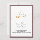Invitation Elégant Mariage reporté Mauve & Gold Stripe Card (Devant)