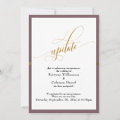 Invitation Elégant Mariage reporté Mauve Gold Stripe Card (Devant)