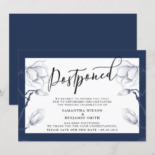 Invitation Elégant Mariage repoussé de la marine florale et b