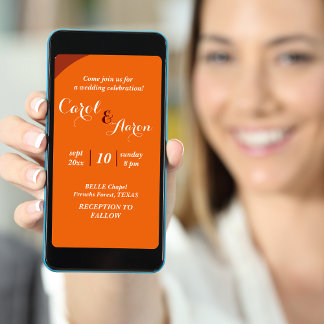 Invitation élégant mariage rétro orange