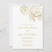 Invitation Élégant mariage romantique à fleurs d'or blanc (Devant)