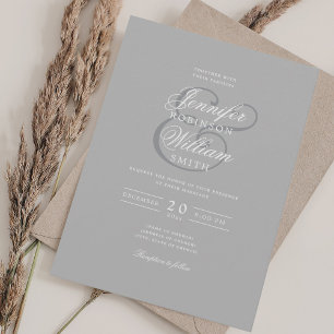 Invitation Élégant Mariage romantique Classique Dusty Grey