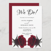 Invitation Élégant Mariage romantique Rose rouge (Devant / Derrière)