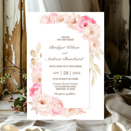 Invitation Élégant Mariage rose