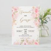 Invitation Élégant mariage Rose (Debout devant)