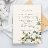 Invitation Élégant Mariage Rose Beige Floral
